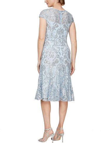 Alex Evenings Women's Tea Length Embroidered Cocktail Dress Featuring Godets-Special Occasions and Weddings (Petite and Regular Sizes), Shell Pink (3D Flower) in Saudi Arabia