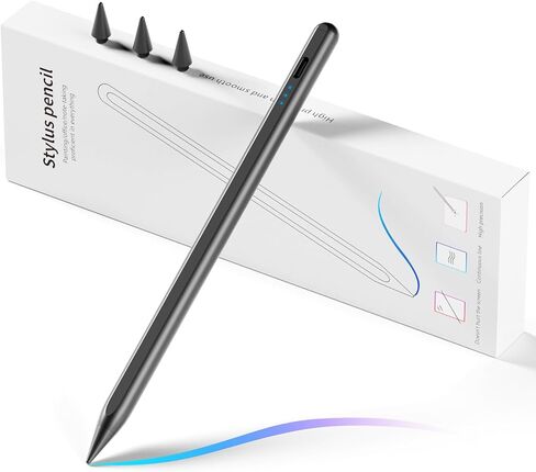 Stylus Pen for iPad, Fast Charging Pencil for Apple iPad with Palm Rejection, Tilt Sensitivity, Work for iPad Air 3/4/5, iPad Mini 5/6, iPad 6/7/8/9/10, iPad Pro 11" and 12.9", Austere Black in Saudi Arabia