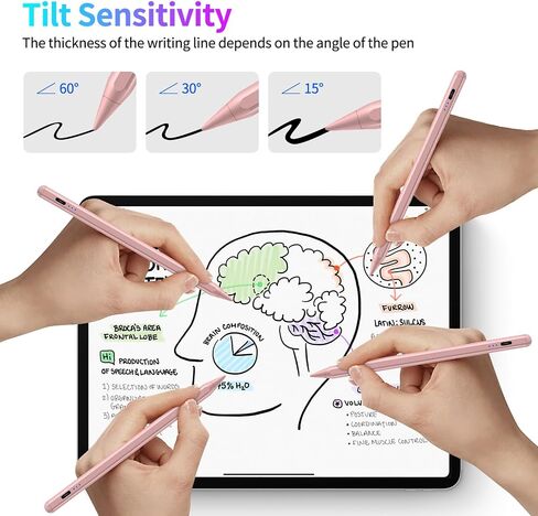 Stylus Pen for iPad, Fast Charging Pencil for Apple iPad with Palm Rejection, Tilt Sensitivity, Work for iPad Air 3/4/5, iPad Mini 5/6, iPad 6/7/8/9/10, iPad Pro 11" and 12.9", Austere Black in Saudi Arabia