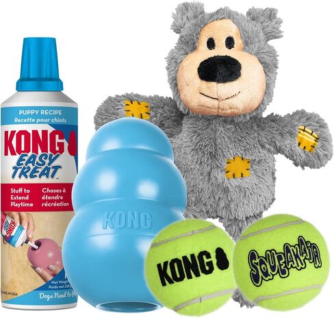 KONG - Puppy Starter Dog Toy Kit - Includes Puppy, Easy Treat, Plush Toy & Squeakers for Dog - Dog Toys for Small Puppies - Pink in Saudi Arabia