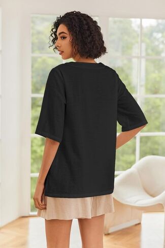 Linen Tops for Women 3/4 Sleeve Crew Neck Cotton Shirts Casual Jacquard Boho Blouse in Saudi Arabia