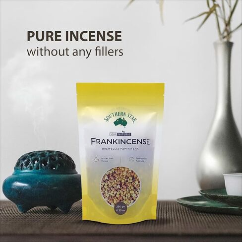 راتنج اللبان الأصلي من Southern Star - اللبان الطبيعي الفاخر بنسبة 100% من اليونان، أحجار البخور التقليدية المصنوعة يدويًا للعلاج بالروائح والتأمل والاحتفالات الدينية واليوجا، 250 جم in Kuwait