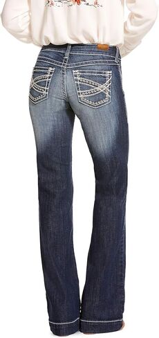 Ariat Female Trouser Mid Rise Stretch Entwined Wide Leg Jean Marine 27 in Saudi Arabia
