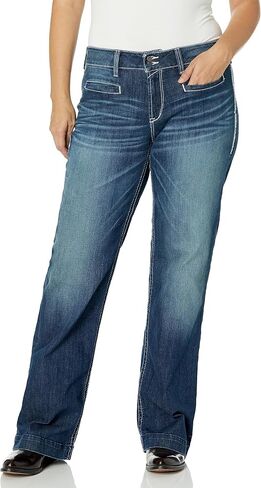 Ariat Female Trouser Mid Rise Stretch Entwined Wide Leg Jean Marine 27 in Saudi Arabia