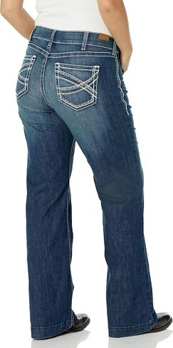 Ariat Female Trouser Mid Rise Stretch Entwined Wide Leg Jean Marine 27 in Saudi Arabia