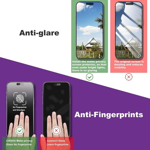 2 Pack Matte Privacy Screen Protector for iPhone 16 Pro Max, 9H Tempered Glass, Full Coverage, Anti-Fingerprint, Auto Dust-Elimination, No Bubble, Easy Installation in Saudi Arabia
