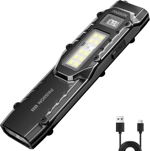 EDC Tactical Flashlight, Flat Flashlights Rechargeable,Dual-Switches LED Small Flashlight with Digital Display,Stainless Steel 8 Modes Pocket Flash Light for Home, Camping,and Emergency Use in Saudi Arabia