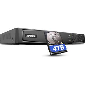 ANNKE 16 Channel NVR for Security Camera, 5-in-1 16CH 12MP Network Video Recorder with 4TB Hard Drive Disk, Supports 12MP/8MP/6MP/5MP/4MP PoE IP Cameras, 24/7 Surveillance Recording