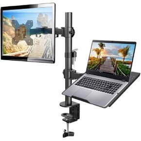 Desktop Computer Stand Mechanical Mounting Bracket for 12" - 32" Monitor Stand + 12" - 17" Laptop Monitor Double Arm Stand(Both arms) in Saudi Arabia