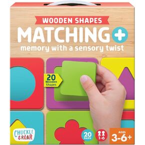 Chuckle & Roar - Matching+ Wooden Sensory Shapes - Logic Puzzles - Premium Wood Construction - Flat Board Puzzle Pieces for Ages 6 and up