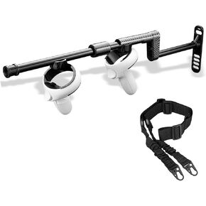 Magnetic VR Gun Stock for Quest 2 & Meta Quest 2-3-in-1 Carbon Fiber Rifle, Pistol, SMG Compatible Gunstock for Oculus Quest 2 - Magnetic Controller Connection, Lightweight & Durable VR Accessory