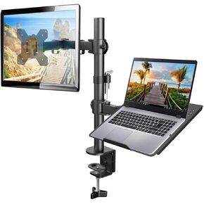Desktop Computer Stand Mechanical Mounting Bracket for 12" - 32" Monitor Stand + 12" - 17" Laptop Monitor Double Arm Stand(Single Arm)