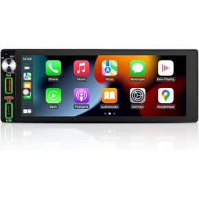 6.9 Inch Single Din Car Radio with Wireless Apple CarPlay & Android Auto, Touchscreen Car Stereo with Bluetooth, Car Audio, Car Play, Mirror Link, with AHD Backup Camera (Black W02)