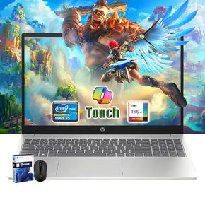 HP 15.6 "جهاز كمبيوتر محمول من شاشة اللمس | 12th Gen Intel I5-1235U (Beats I7-8700) | RAM 16GB | 1TB SSD | IRIS XE Graphics | Win 11 Pro | Silver | W/Mouse