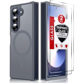 LeYi for Galaxy Z-Fold-6-Case: Samsung Fold 6 Case [Compatible with MagSafe] with 2Pcs Tempered Glass Screen Protector, Fast Magnetic Integrated Structure for ZFold 6 Case,Black