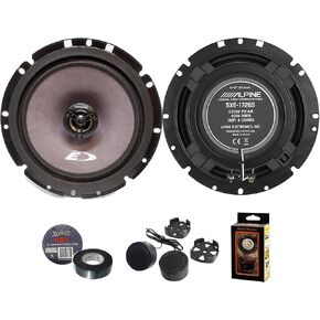Alpine SXE-1726S 440W Peak (80W RMS) 6.5" SXE Series 2-Way Coaxial Speakers+Free Mobile Bracket, Tweeter TW600, Electrical Tape BT1700