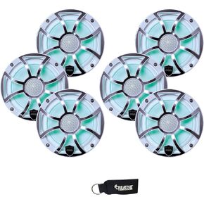 Wet Sounds - Three Pairs of REVO 6-XSW-SS White XS/Stainless Overlay Grill 6.5 Inch Marine LED Coaxial Speakers