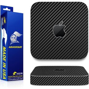 ArmorSuit MilitaryShield Black Carbon Fiber Skin Vinyl Wrap for Apple Mac Mini (with M1 Chip) - Anti-Bubble Film