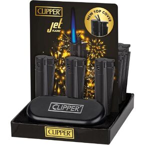 1X Clipper Metal Lighter(CMKJ11) - Black Color Torch Lighter Bundles with KATZONE Silicone Protective Sleeve