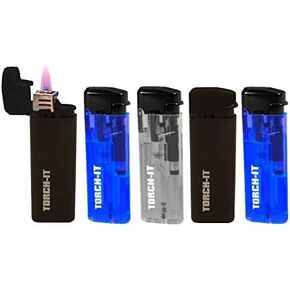 5 Pk Spark Torch-It Turbo Windproof Refillable Adjustable Butane Torch Lighters