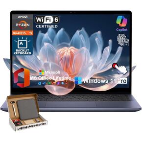 Dell Inspiron-14 2-in-1 Laptop Computer - w/Office Lifetime, 14" FHD+ Touchscreen, AMD Ryzen 5 8640HS, FHD Webcam, Wi-Fi 6, Backlit KB, HDMI, Win11 Pro & Accessories (32GB DDR5 RAM | 1TB SSD)
