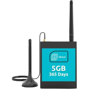 LINOVISION Industrial Global 4G LTE Cellular Router with Pre-Loaded Data Plan - 5GB 365 Days, Virtual SIM Router Supports Plug-n-Play, RS232/RS485, MQTT, Global Coverage and Pay as You Go