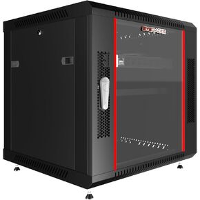 Sysracks 12U Networking Cabinet 24-inch Depth Server Rack Locking Network Enclosure with Fan, Power Strip, Shelf, Feet, Dust-Tight Cable Entries and Other Accessories