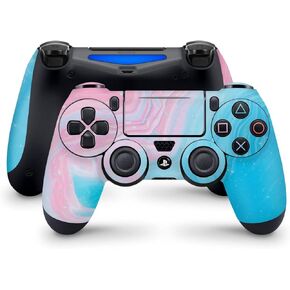 ZOOMHITSKINS Compatible with PS4 Controller Skin, Pink Pastel Baby Blue Texture Marble Pale Rose, Durable, 3M Vinyl, Made in The USA