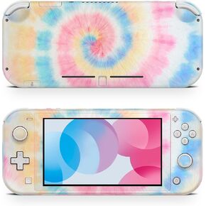 ZOOMHITSKINS Switch Lite Accessories, Compatible for Switch Lite Skin, Tie Dye Spin Pink Blue Yellow Orange White Cute, 3M Vinyl, Durable & Fit, Easy to Install, Made in The USA