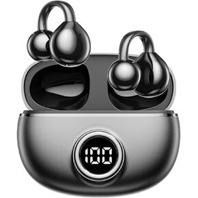 M97 Clip On Earbuds Wireless Bluetooth 5.3, Open Ear Headphones with 50H Battery 10-Min Quick Charge, Featherlight C-Shaped Hook, Secure Fit for Running/Gym, IPX5 Waterproof, Deep Bass(purple)