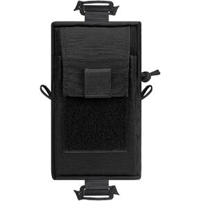 Backpack Shoulder Strap Attachment Pouch Molle Accessory Zipper Pocket Pouch Cell Phone Pouch Holster Lightweight Carrying Bag for Outdoor Activities Daily (Black)