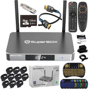 New 2025 Box S-6 U-ltra Dual Band WiFi 6 1000Mbps Ethernet with Built in Voice Control (4+128+15gifts)