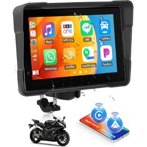 CAMECHO Motorcycle CarPlay Screen, Wireless Android Auto Screen for Motorbike, 5" Waterproof Touch Screen Car Play Portable Car Stereo, Dual Bluetooth, Mirror Link, EQ, Siri, Google Assistant