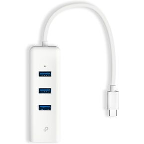 TP-Link UE330C USB-C 3.0 to Ethernet Adapter | Portable 3-Port USB-A 3.0 Hub w/ 1 Gigabit RJ45 Ethernet Port | Laptop Network Adapter | Plug & Play | Supports Win 7/8/8.1/10/11, Mac OS X (10.9-10.15)