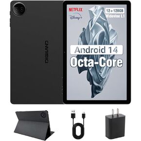 Digiland Android Tablet ، 10.1 بوصة Android 14 Tablet ، CPU Octa-Core ، RAM 12GB+128GB ROM (دعم توسيع TF) 8MP الأمامية+13 ميجابكسل الكاميرا الخلفية ، دقة 800 × 1280 ، WIFI 6 & Bluetooth