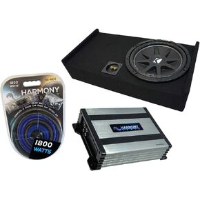 Harmony Audio Compatible with 2009-2020 Ford F-150 Super Crew Truck Kicker Bundle Comp C12 Single 12" Sub Box Enclosure & Harmony HA-A400.1 Amp