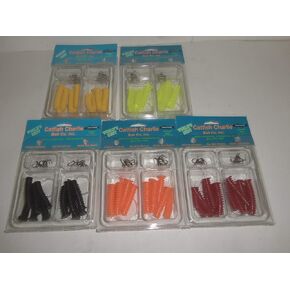Catfish Charlie Dip Bait Worms, 5 Piece Variety (12 Packs), Red, Orange, Yellow, Chartreuse, Black