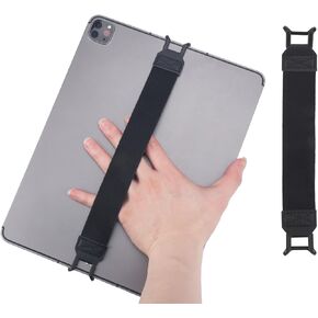 2pcs Tablet Handle Strap, Security Tablet Hand Holder Accessories No-Drop Elastic Grip Band Compatible with iPad Air/Kindle eReaders 7.6-11 Inch Devices (Black)