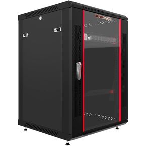 Sysracks 15U Networking Cabinet 18-inch Depth Server Rack Locking Network Enclosure with Fan, Power Strip, Shelves, Feet, Dust-Tight Cable Entries and Other Accessories