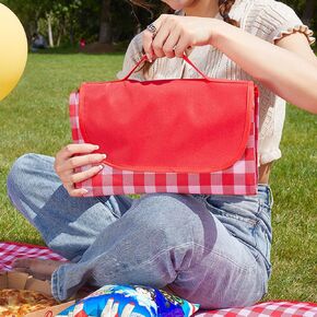 Extra Large 80x80 in Beach Blanket Outdoor Picnic Blankets, Foldable Waterproof Sand Free Beach Mats Picnic Mat for Festival BBQ Park Grass Lawn Camping Hiking Travel Concerts (Classic Red Check)