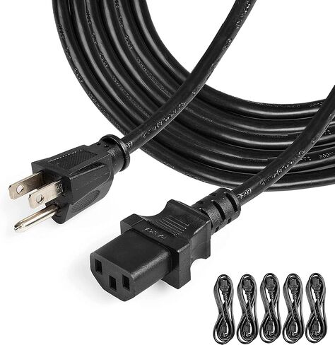 (6ft - 5pk) Universal Computer Monitor Placement 3 Prong AC Power Cord - UL معتمدة ، C13 ، 18 AWG ، 125 فولت - أسود (6 أقدام - 5 حزمة) in Kuwait