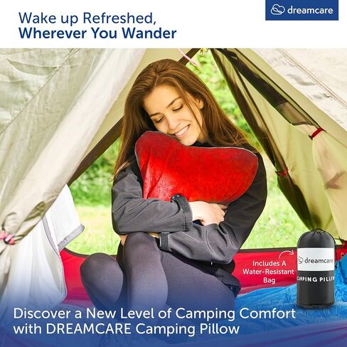 DREAMCARE Camping Pillow, Memory Foam Travel Pillow, Camping Accessories - Small Pillow Camping Essentials Camping Pillows for Sleeping, Backpacking Pillow, Travel Pillows for Sleeping (Medium,Grey) in Saudi Arabia