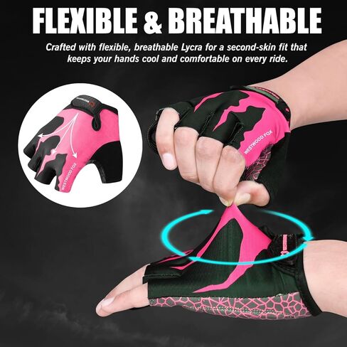 قفازات ركوب الدراجات نصف اصبع للجنسين، مقابض مبطنة، دراجة النخيل، قفازات الصيف للدراجات الجبلية للرجال والنساء، مضادة للانزلاق بدون اصابع، دراجة جبلية قصيرة، رياضية، المشي لمسافات طويلة، تسلق الصالة الرياضية in Kuwait