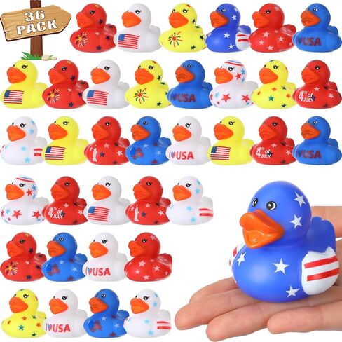Sratte 36 Pcs 4th of July Rubber Ducks, Mini Independence Day Rubber Ducks Bulk Patriotic Bath Duckies Toys for Shower Bath Party Gifts Class Rewards Prizes Goodie Bags Stuffers in Saudi Arabia