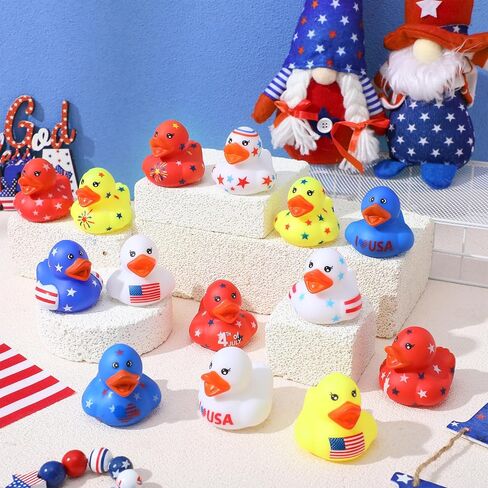Sratte 36 Pcs 4th of July Rubber Ducks, Mini Independence Day Rubber Ducks Bulk Patriotic Bath Duckies Toys for Shower Bath Party Gifts Class Rewards Prizes Goodie Bags Stuffers in Saudi Arabia