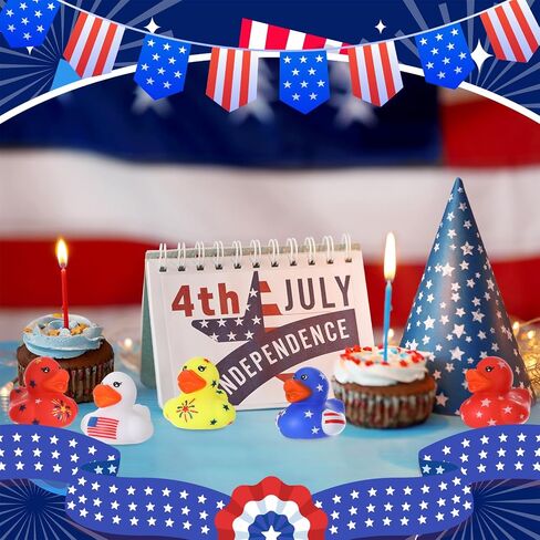 Sratte 36 Pcs 4th of July Rubber Ducks, Mini Independence Day Rubber Ducks Bulk Patriotic Bath Duckies Toys for Shower Bath Party Gifts Class Rewards Prizes Goodie Bags Stuffers in Saudi Arabia