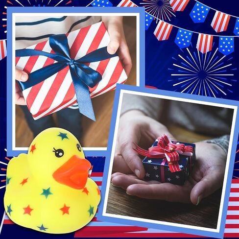 Sratte 36 Pcs 4th of July Rubber Ducks, Mini Independence Day Rubber Ducks Bulk Patriotic Bath Duckies Toys for Shower Bath Party Gifts Class Rewards Prizes Goodie Bags Stuffers in Saudi Arabia