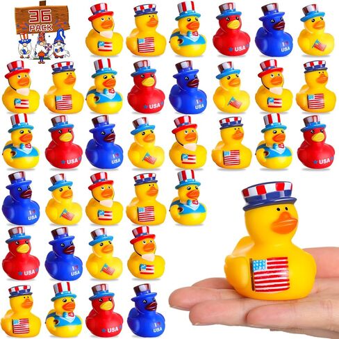 Sratte 36 Pcs 4th of July Rubber Ducks, Mini Independence Day Rubber Ducks Bulk Patriotic Bath Duckies Toys for Shower Bath Party Gifts Class Rewards Prizes Goodie Bags Stuffers in Saudi Arabia