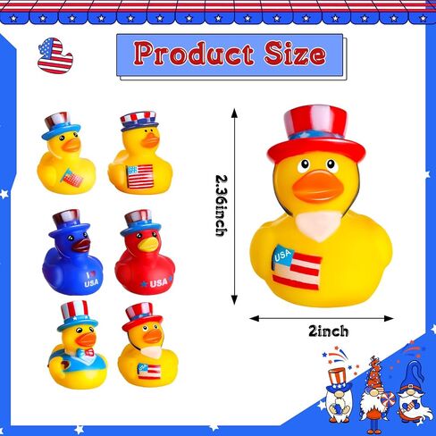 Sratte 36 Pcs 4th of July Rubber Ducks, Mini Independence Day Rubber Ducks Bulk Patriotic Bath Duckies Toys for Shower Bath Party Gifts Class Rewards Prizes Goodie Bags Stuffers in Saudi Arabia