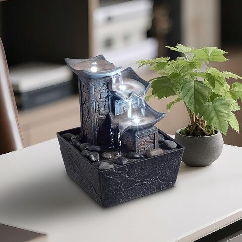 نافورة سنجاب على سطح الطاولة من MSEONWXI في فتحة شجرة للاسترخاء وديكور المنزل ونباتات إضاءة LED دافئة في الأماكن المغلقة بنفسك هدية زينة عيد الميلاد (23067) in Kuwait